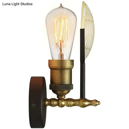 Vintage brass ribbed glass LED wall lamp sconce with exposed filament bulb Decorbites on Tampa Home & Garden Store