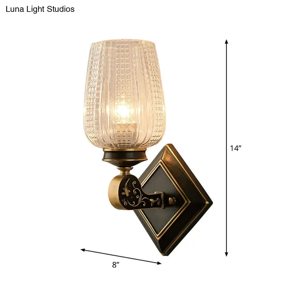 Vintage brass sconce with clear textured glass shade by Decorbites living room light on Tampa Home & Garden Store