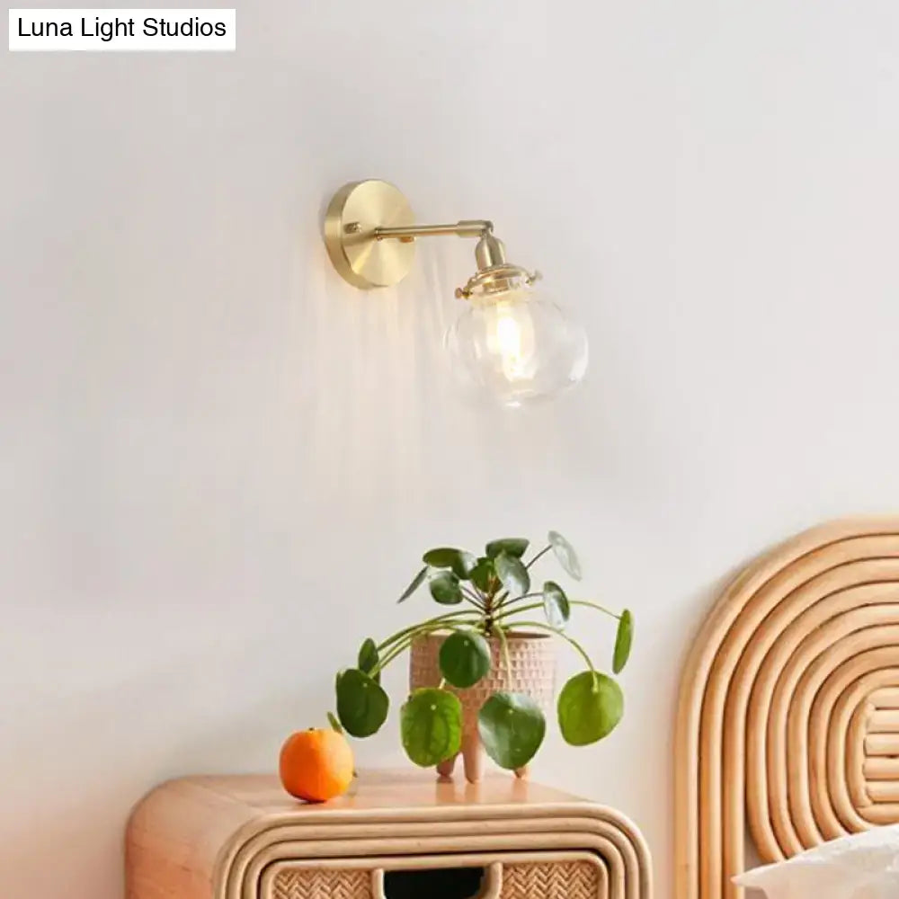 Vintage brass wall light with champagne and clear glass shade by Decorbites on Tampa Home & Garden Store