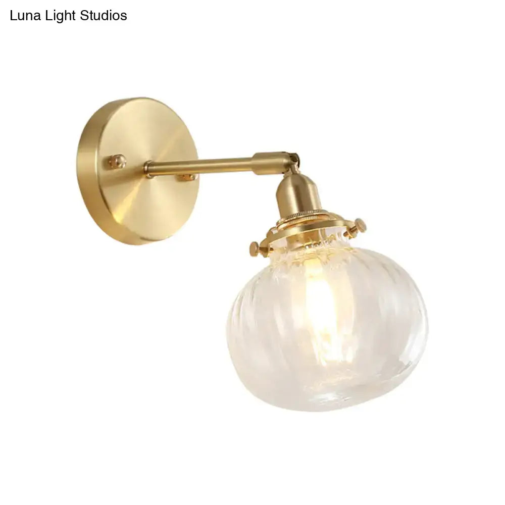 Vintage brass wall light sconce with champagne & clear glass shade, wall-mount Decorbites on Tampa Home & Garden Store