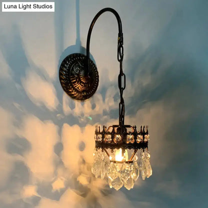 Vintage Bronze Crystal Wall Light for Living Room
