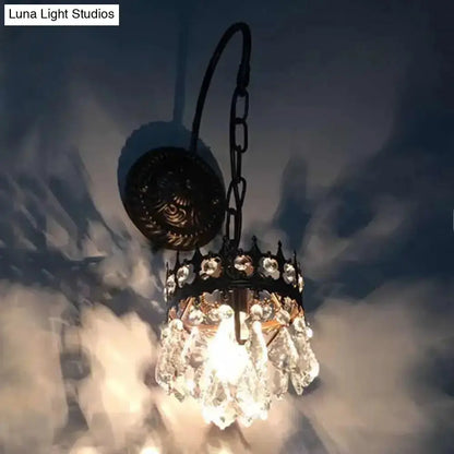 Vintage Bronze Crystal Wall Light for Living Room