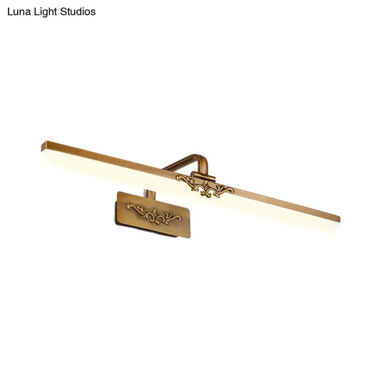 Vintage Ultra-Thin Metal Bronze Wall Vanity Light with Integrated LED for Bedroom - Warm/White Lighting, 16"/20" Width - Tampa Home & Garden Store