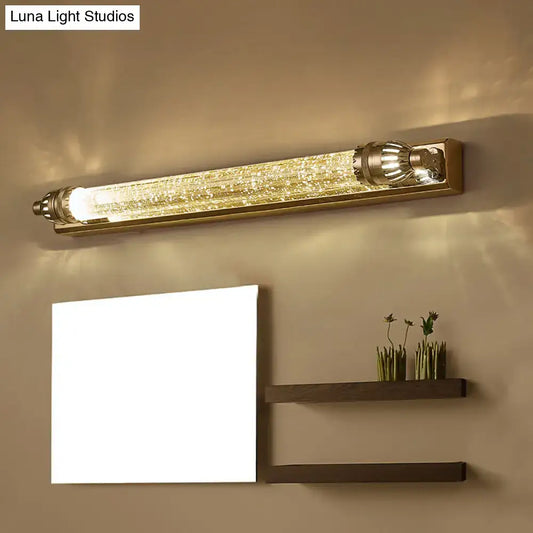 Vintage Style Chrome Wall Mounted LED Vanity Light - 12"/16" W Linear Metal and Crystal - Tampa Home & Garden Store