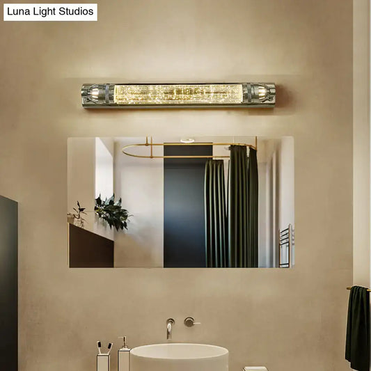 Vintage Style Chrome Wall Mounted LED Vanity Light - 12"/16" W Linear Metal and Crystal - Tampa Home & Garden Store