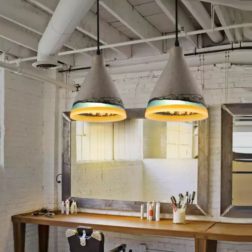 Pair of vintage dark blue and light blue conic pendant lights Decorbites for dining rooms on Tampa Home & Garden Store