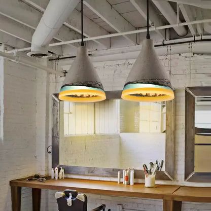 Pair of vintage dark blue and light blue conic pendant lights Decorbites for dining rooms on Tampa Home & Garden Store