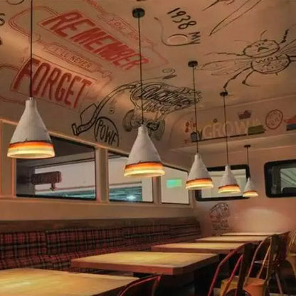 Decorbites vintage conic pendant lights, dark blue & light blue, over dining tables on Tampa Home & Garden Store