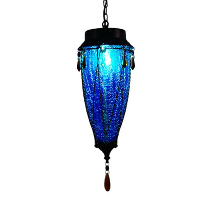 Vintage emerald green glass pendant light with amber beads and teardrop finial Decorbites on Tampa Home & Garden Store
