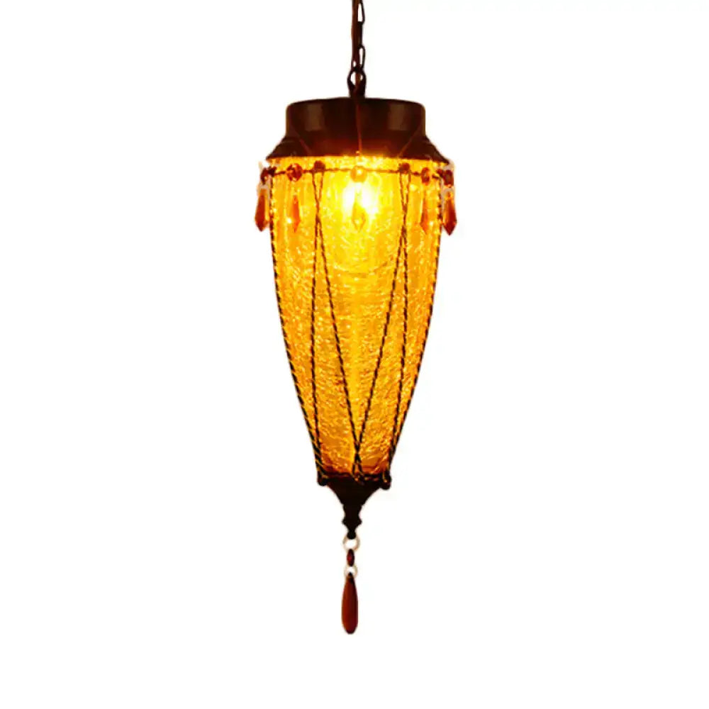 Vintage emerald green glass pendant light with amber beads by Decorbites on Tampa Home & Garden Store