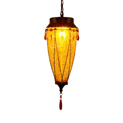 Vintage emerald green glass pendant light with amber beads by Decorbites on Tampa Home & Garden Store