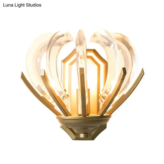 Vintage Flower Design Wall Sconce with Crystal Accents - Stylish Gold Finish Wall Light for Bedroom - Tampa Home & Garden Store
