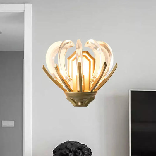 Vintage Flower Design Wall Sconce with Crystal Accents - Stylish Gold Finish Wall Light for Bedroom - Tampa Home & Garden Store