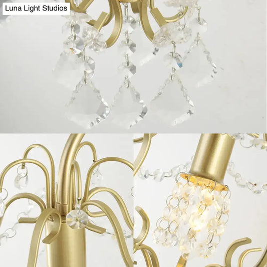 Vintage Style Geometric Wall Lamp with Crystal Bead and Gold Finish - Tampa Home & Garden Store