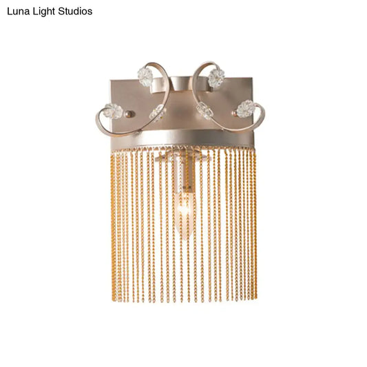 Vintage Style Aluminum Tassel Wall Light with Crystal Accent - 1 Bulb, Gold Finish - Tampa Home & Garden Store