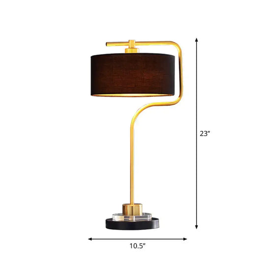 Vintage Black Table Lamp with Drum Shade - Single-Bulb Nightstand Light for Living Room - Tampa Home & Garden Store