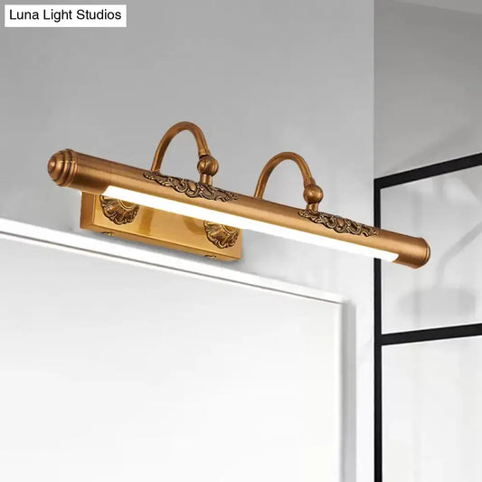 Vintage-Style Carved Vanity Light with Golden LED Tube Shade - Perfect for Bathroom Walls - Tampa Home & Garden Store