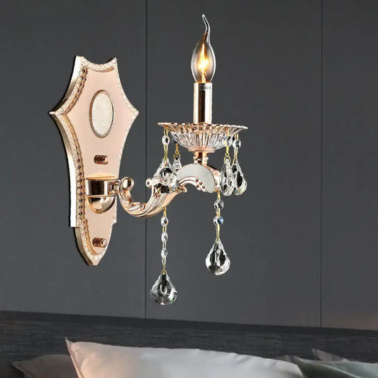Vintage Style Crystal Clear Bare Bulb Sconce Light Fixture - Gold Finish Wall Mount Light - Tampa Home & Garden Store