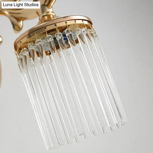 Vintage Crystal Wall Light with Gold Curved Arm & 1/2 Bulbs for Clear Pipe Lighting - Tampa Home & Garden Store