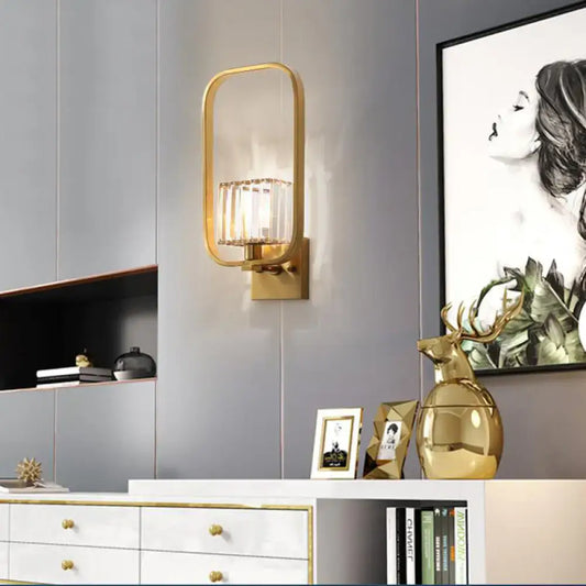 Vintage Metal Wall Sconce with Crystal Shade and Gold Finish - Tampa Home & Garden Store