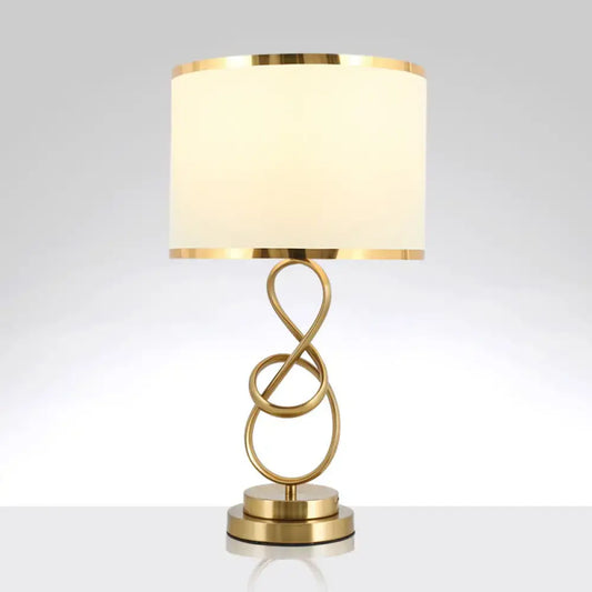 Vintage Twist Metallic Nightstand Lamp - Single-Bulb Table Light with Fabric Shade - Tampa Home & Garden Store