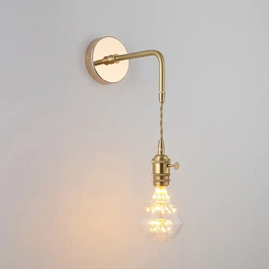 Vintage Single-Bulb Bedside Wall Mounted Lamp in Gold - Shaded Glass Wall Light Fixture - Tampa Home & Garden Store