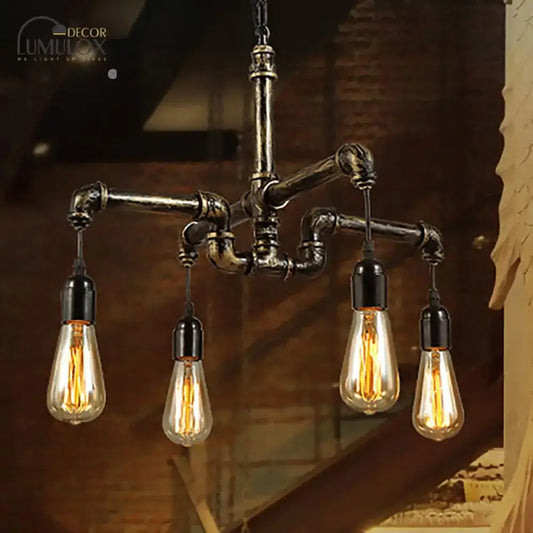Vintage Industrial Metal and Glass 4/6 Light Living Room Hanging Light - Tampa Home & Garden Store