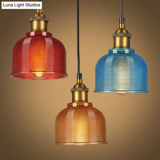 Vintage Carillon Pendant Light: Retro-Style Gridded Glass Suspension for Dining Room - Tampa Home & Garden Store