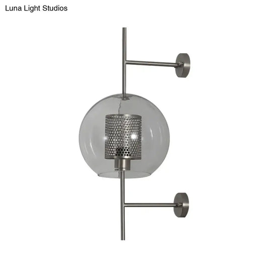 Vintage Clear Glass Sconce Light - Global 1 Light - 8"/9.5" Wide - Silver/Gold Wall Mount Fixture - Tampa Home & Garden Store