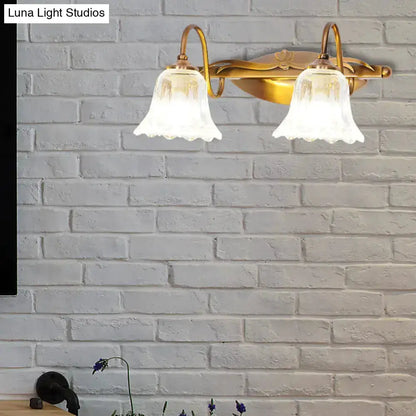 Vintage Brass Vanity Wall Light Crystal Gooseneck