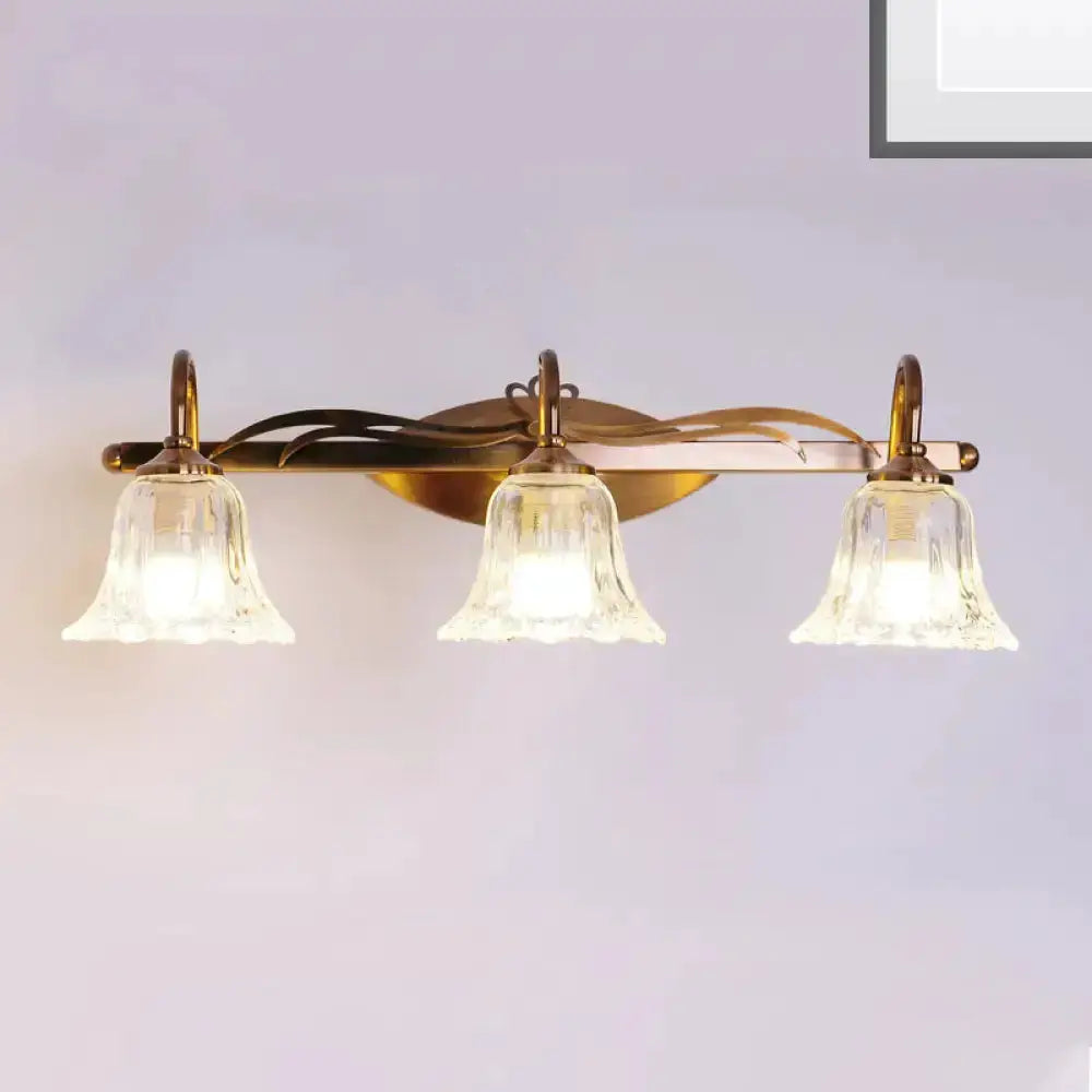 Vintage Brass Vanity Wall Light Crystal Gooseneck