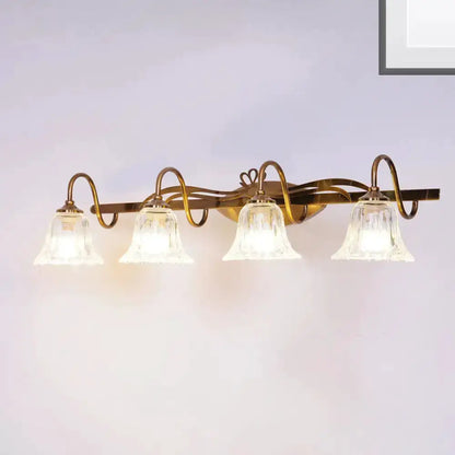 Vintage Brass Vanity Wall Light Crystal Gooseneck