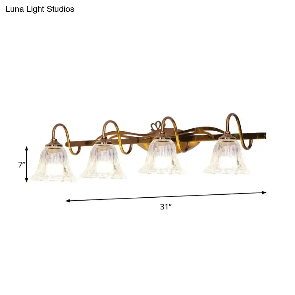 Vintage Brass Vanity Wall Light Crystal Gooseneck