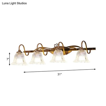 Vintage Brass Vanity Wall Light Crystal Gooseneck