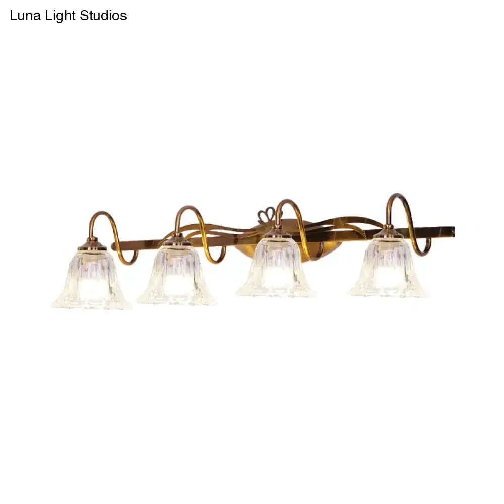 Vintage Brass Vanity Wall Light Crystal Gooseneck
