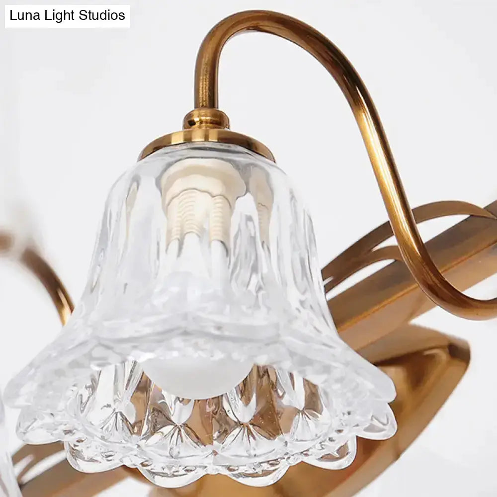 Vintage Brass Vanity Wall Light Crystal Gooseneck
