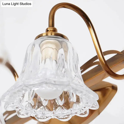 Vintage Brass Vanity Wall Light Crystal Gooseneck