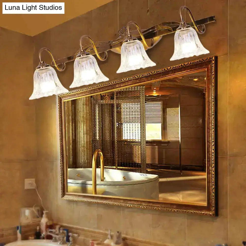 Vintage Brass Vanity Wall Light Crystal Gooseneck