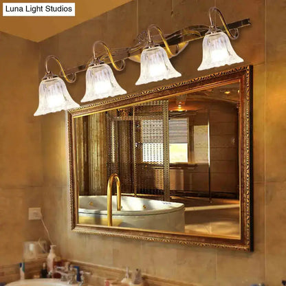 Vintage Brass Vanity Wall Light Crystal Gooseneck