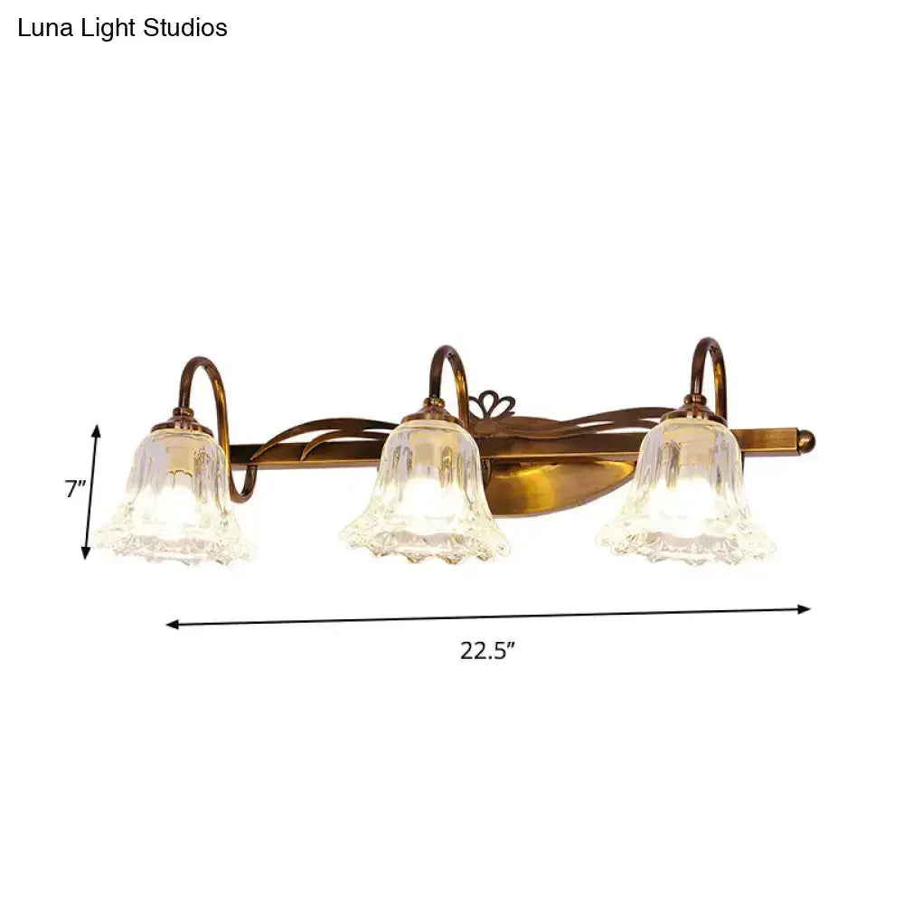 Vintage Brass Vanity Wall Light Crystal Gooseneck