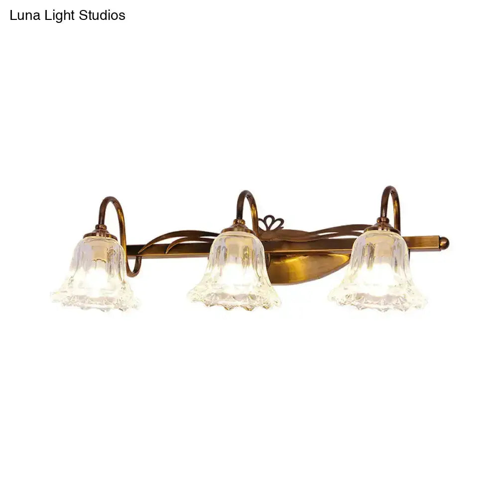Vintage Brass Vanity Wall Light Crystal Gooseneck