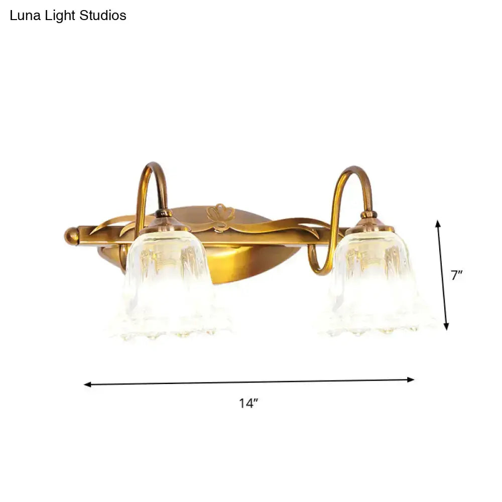 Vintage Brass Vanity Wall Light Crystal Gooseneck