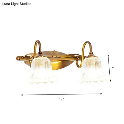 Vintage Brass Vanity Wall Light Crystal Gooseneck
