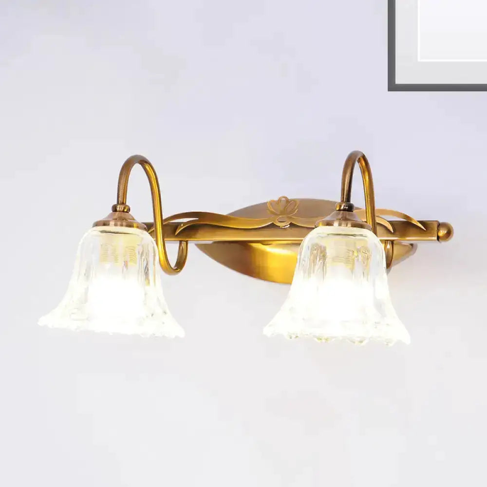 Vintage Brass Vanity Wall Light Crystal Gooseneck
