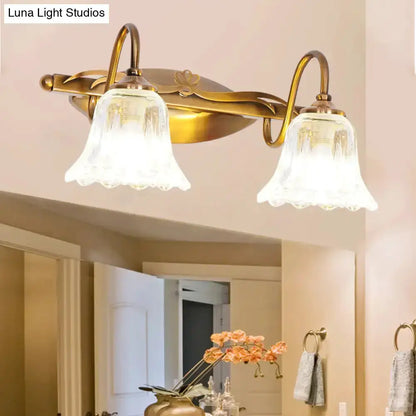 Vintage Brass Vanity Wall Light Crystal Gooseneck