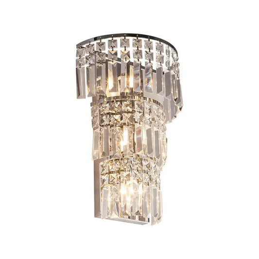 Vintage-Style Clear Crystal Wall Sconce with Tiered Lighting - Ideal for Hallway Décor - Tampa Home & Garden Store