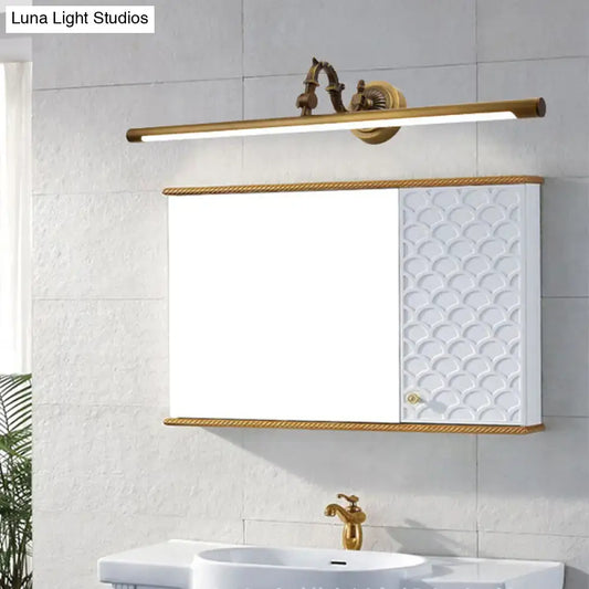 Vintage Style Metallic Tubular Wall Sconce - LED Vanity Wall Light in Brass for Bathroom - Tampa Home & Garden Store