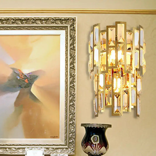Vintage-Style Crystal Tiered Wall Sconce: Gold Finish, 3/5 Lights, Living Room Wall Lamp - Tampa Home & Garden Store