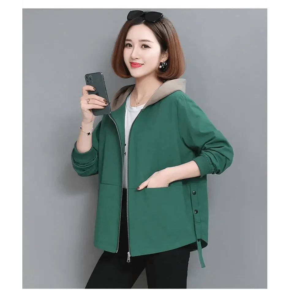 Stevvex green hooded windbreaker jacket with zipper and front pockets plus size 4XL on Tampa Home & Garden Store