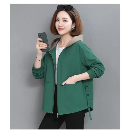 Stevvex green hooded windbreaker jacket with zipper and front pockets plus size 4XL on Tampa Home & Garden Store
